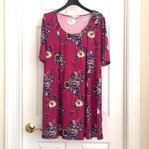 Pink Rose Vintage Dress Top XL Pink Floral